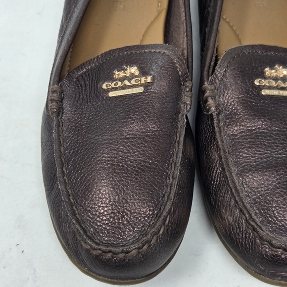 COACH Mary Lock Up Women's Shoes Bronze Pebbled Leather Comfort Loafers Size 8B - Picture 3 of 12